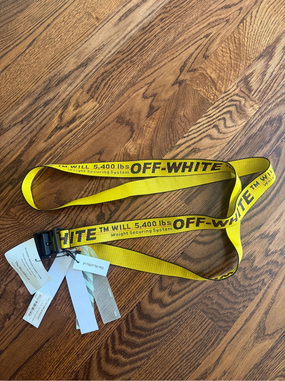 Off-White Yellow Industrial Webbing Belt with Black Logo